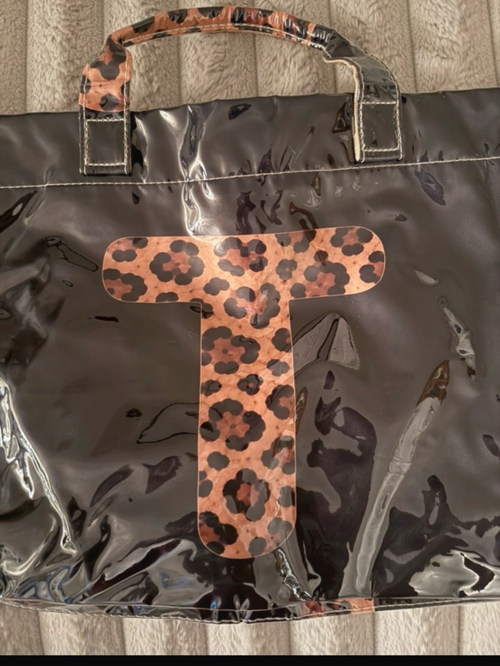 Black Tote with Leopard T Accent - Women Bags